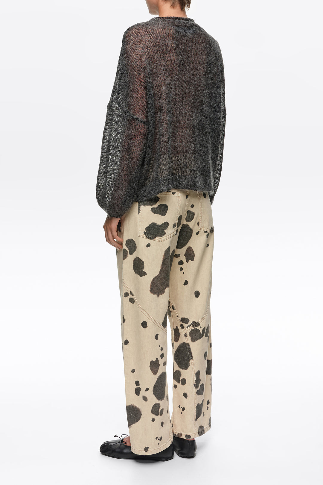 Dark gray melange mohair high neck sweater