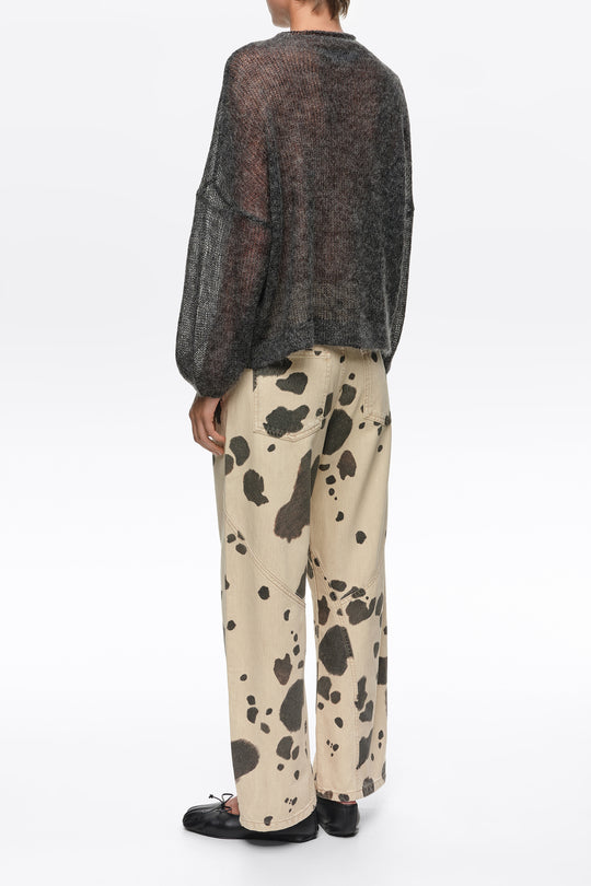Dark gray melange mohair high neck sweater