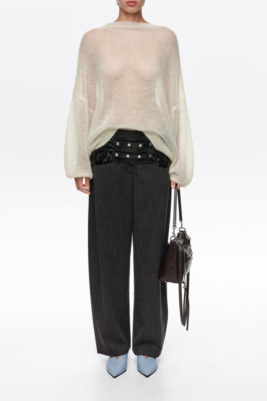 Ivory mohair high neck sweater
