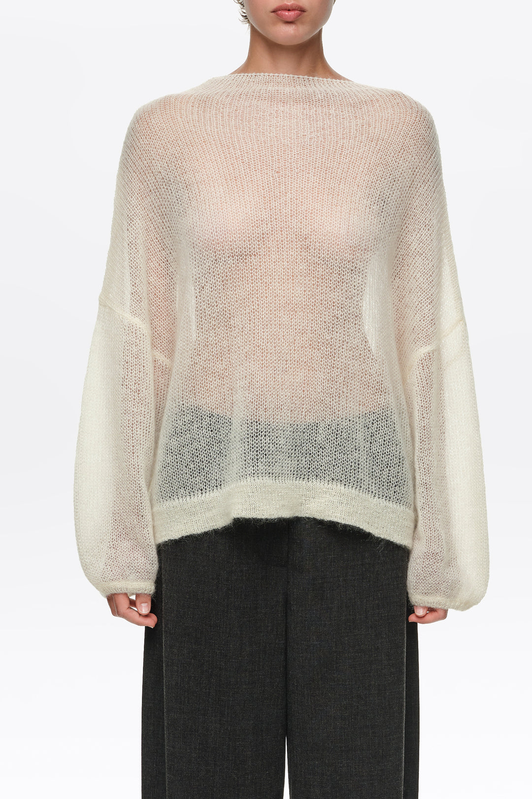 Ivory mohair high neck sweater
