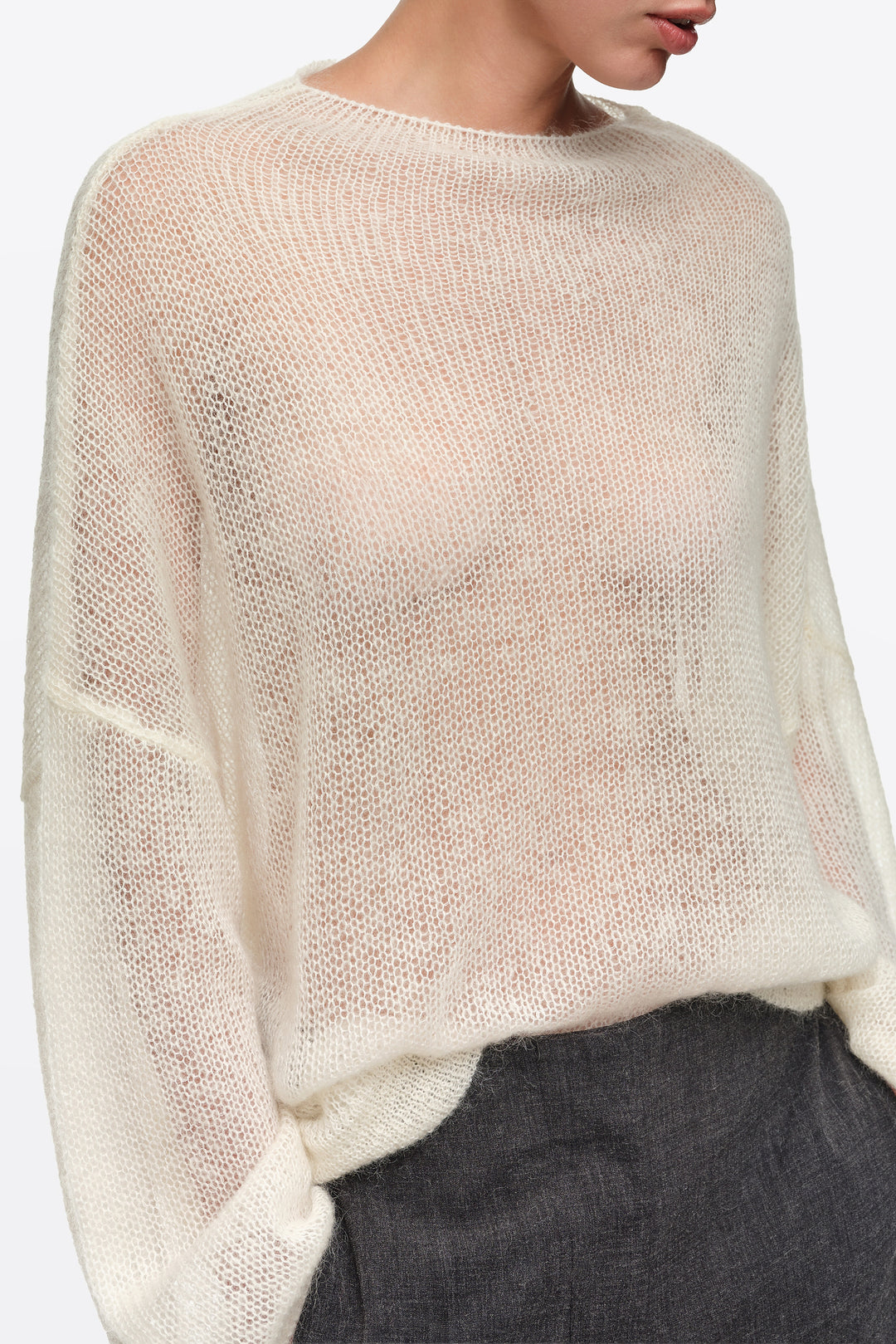 Ivory mohair high neck sweater