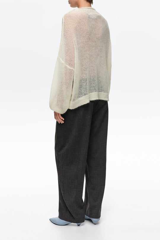 Ivory mohair high neck sweater
