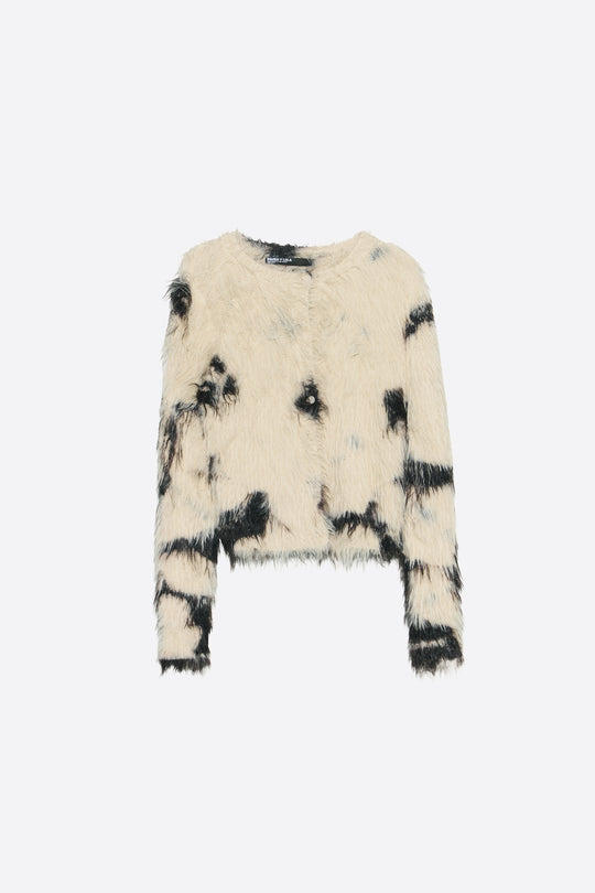 Pony straight fur cardigan