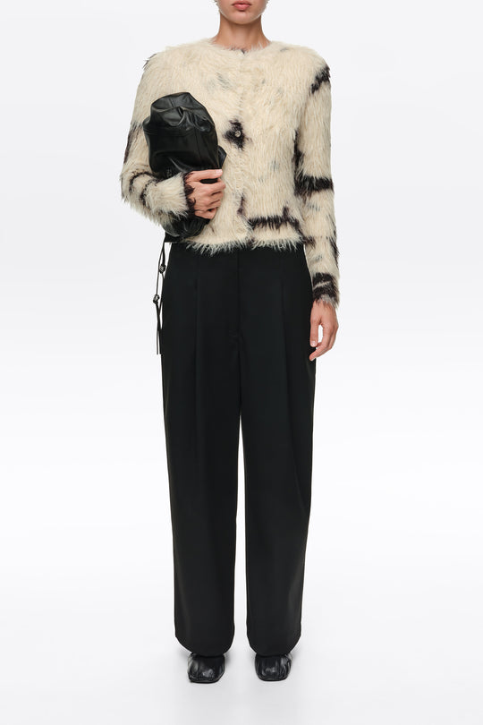 Pony straight fur cardigan