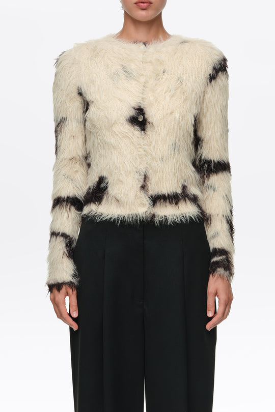 Pony straight fur cardigan