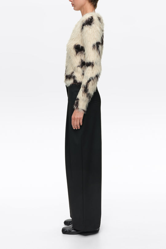 Pony straight fur cardigan