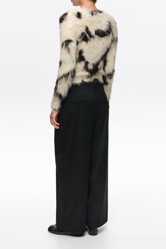 Pony straight fur cardigan