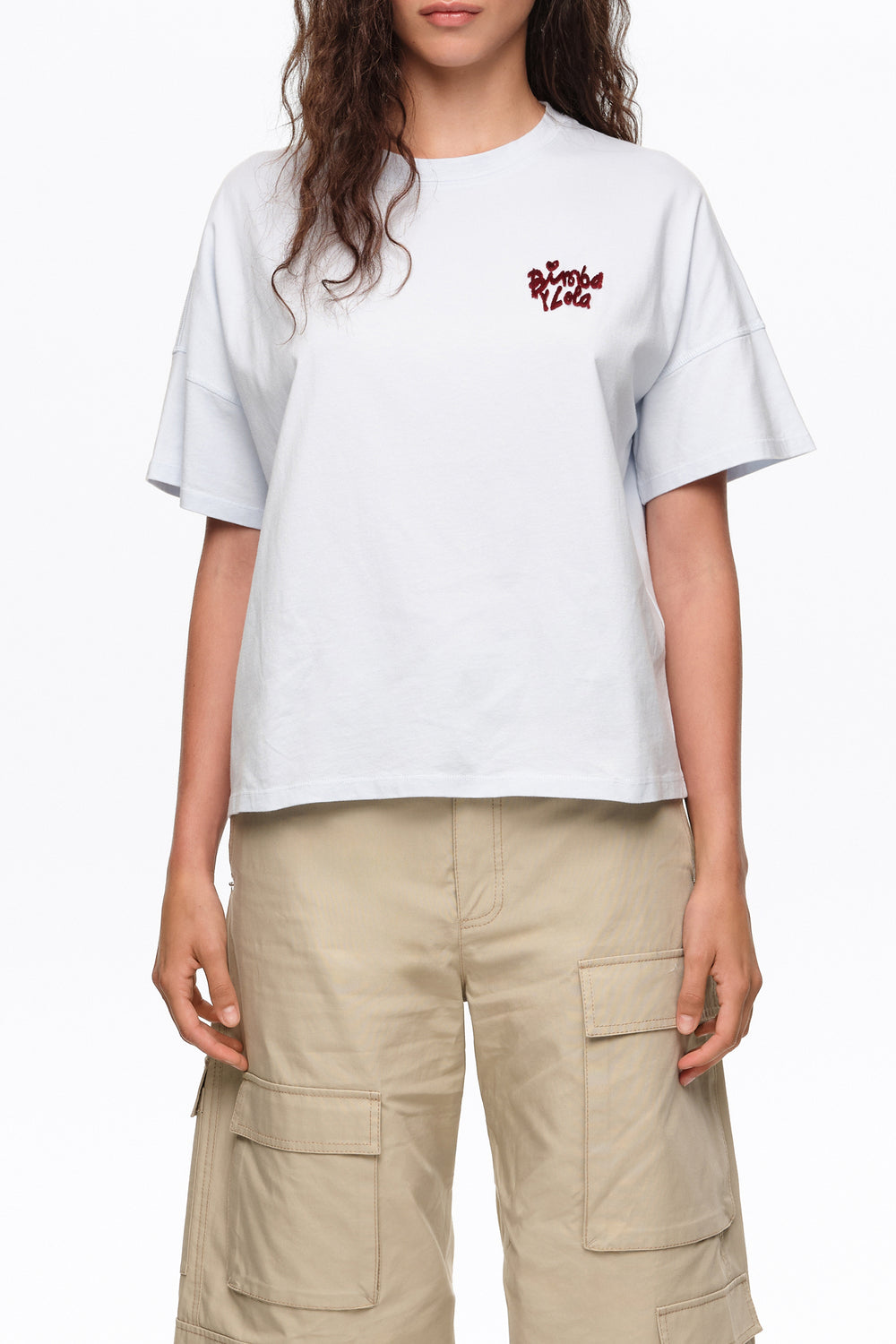 Light blue cotton boxy T-shirt