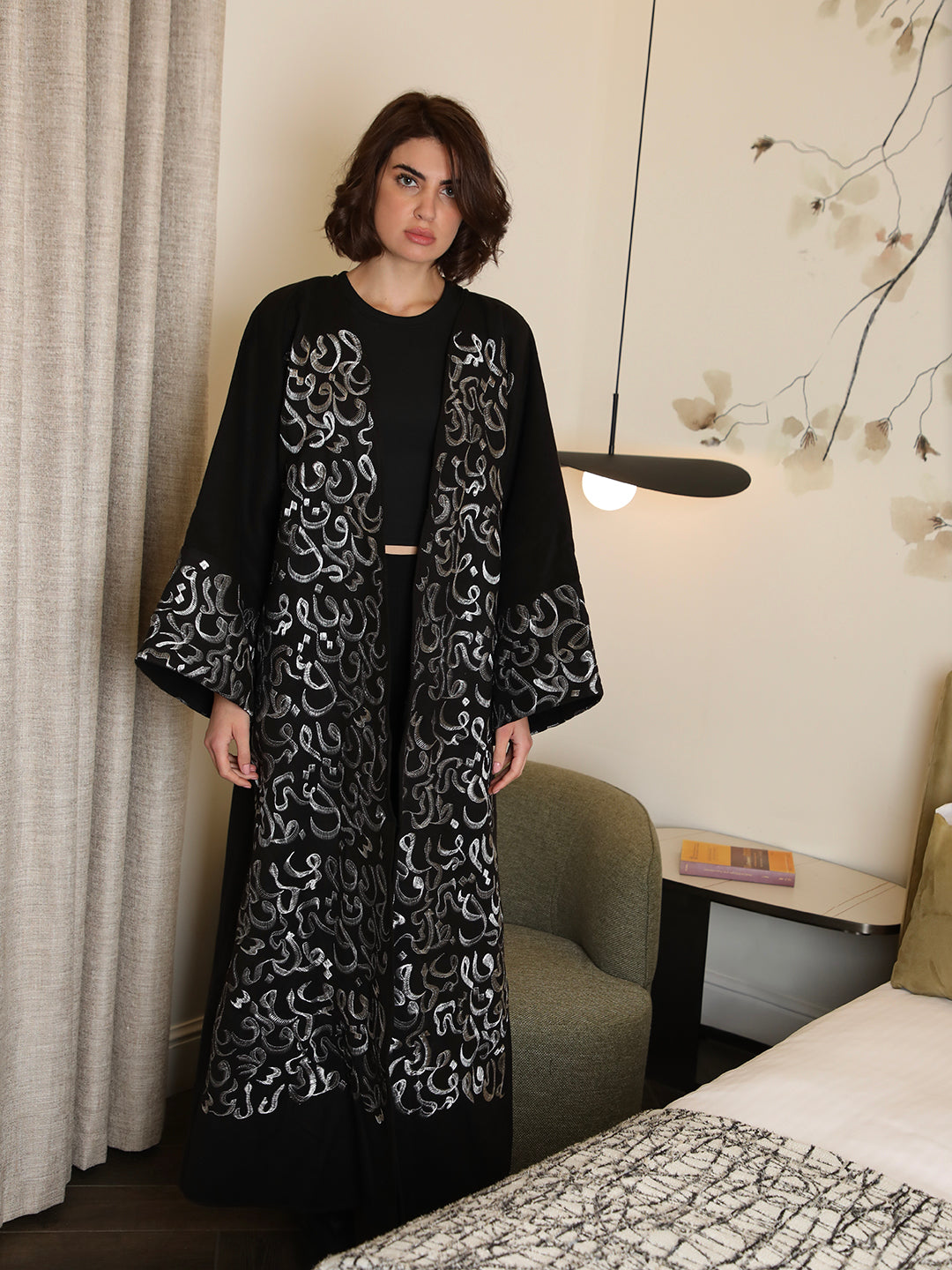 Silver Arabic Calligraphy Abaya - 28025 - MYHOLDAL LEBANON