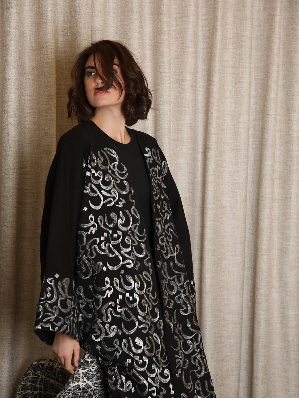 Silver Arabic Calligraphy Abaya - 28025 - MYHOLDAL LEBANON