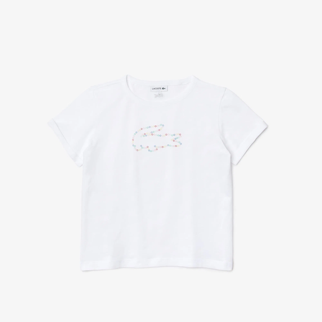 Girls' Coloured Crocodile Crew Neck Cotton T-Shirt