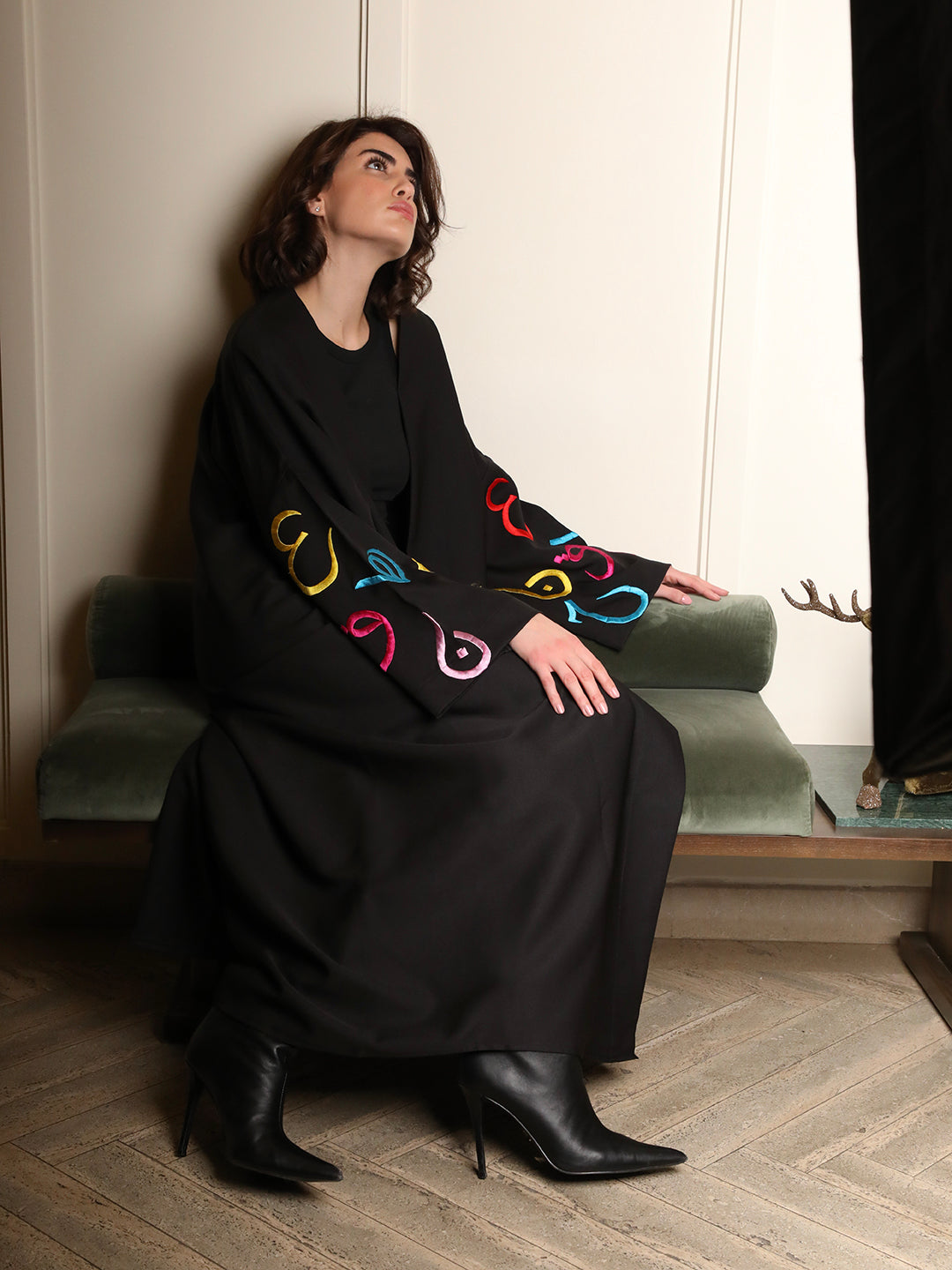 Colored Arabic Letters Abaya - 28695 - MYHOLDAL LEBANON