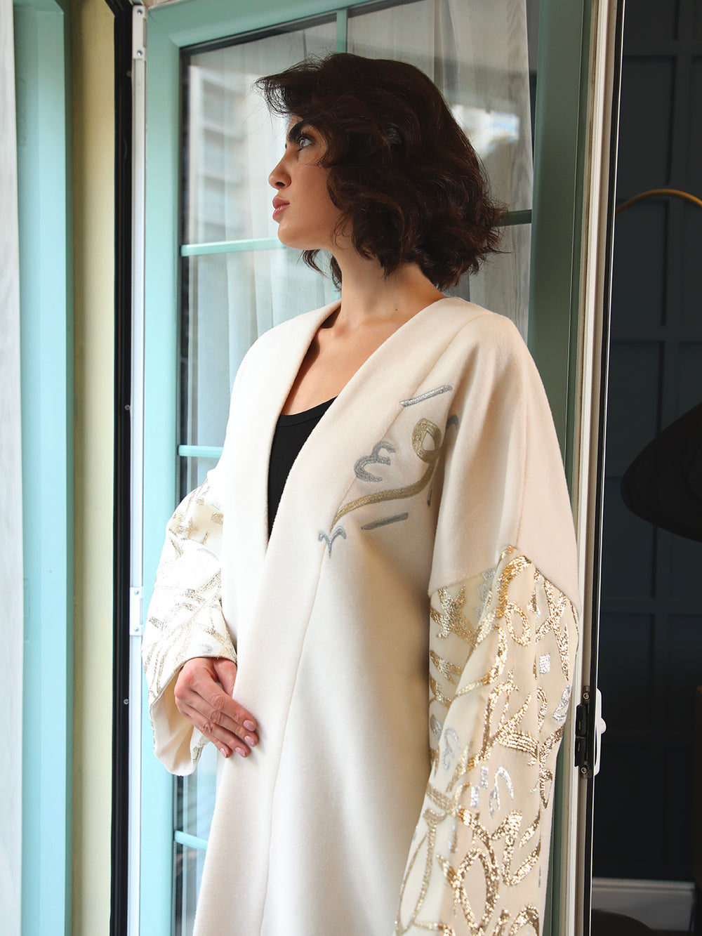 Arabic Poem Sleeves White Abaya - 29334 - MYHOLDAL LEBANON