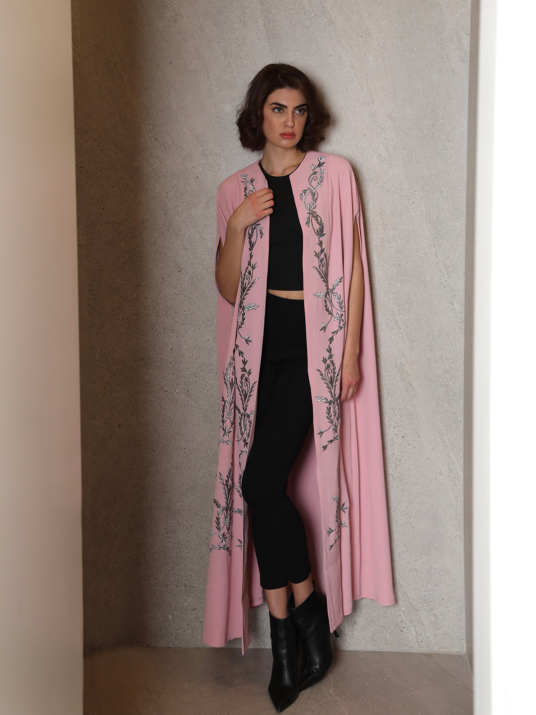 Silver Stems Pink Abaya - 29344 - MYHOLDAL LEBANON