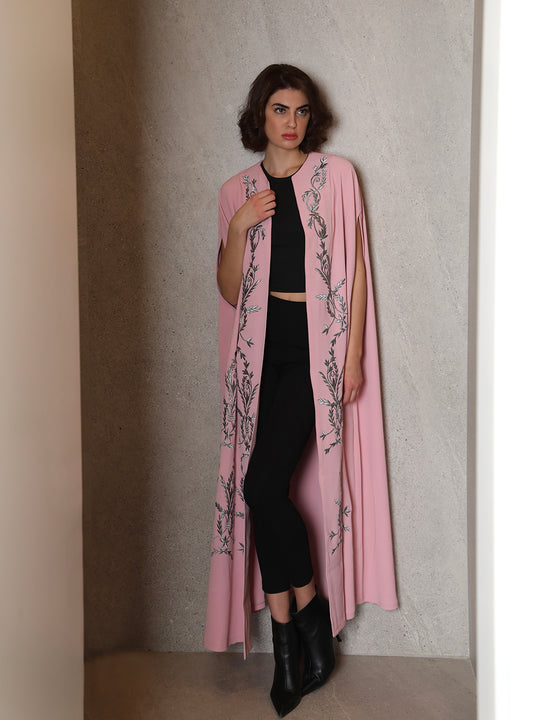 Silver Stems Pink Abaya - 29344 - MYHOLDAL LEBANON