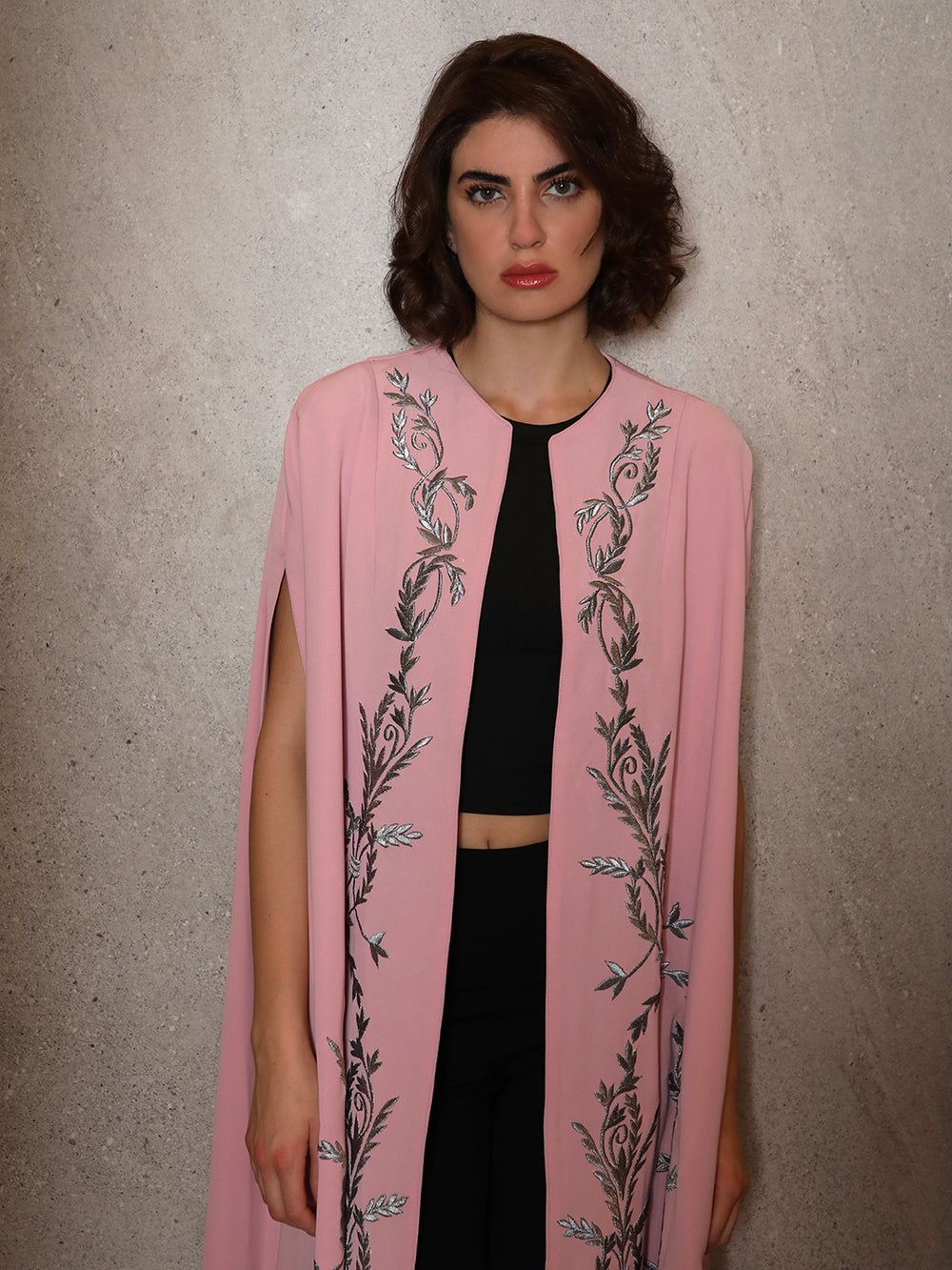 Silver Stems Pink Abaya - 29344 - MYHOLDAL LEBANON