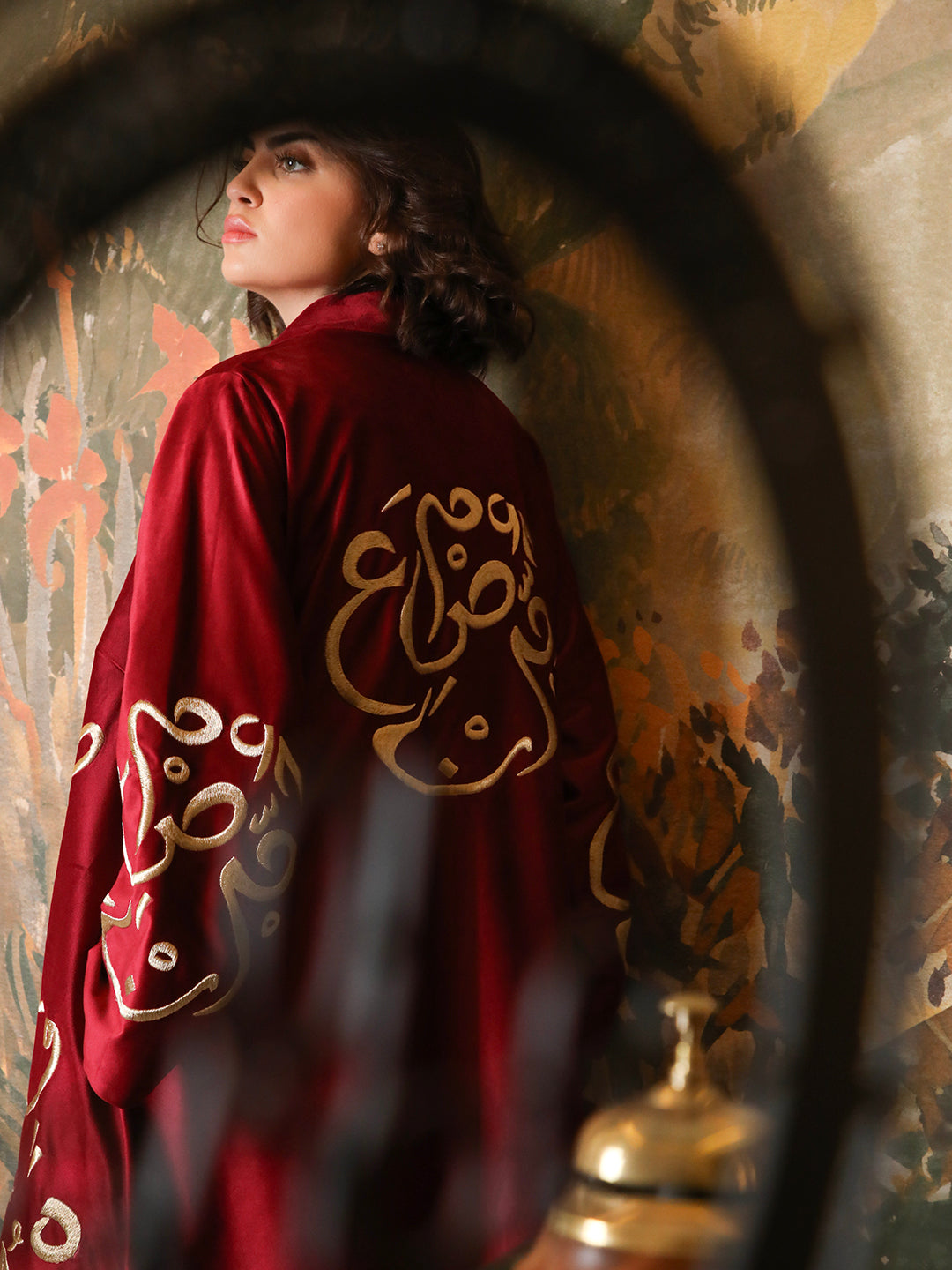 Arabic Mandala Burgundy Abaya - 29521 - MYHOLDAL LEBANON