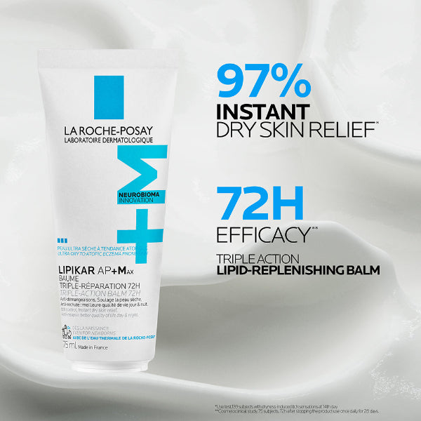 La Roche-Posay LIPIKAR Balm AP+Max Triple-Action Balm with Neurobioma for Ultra-Dry to Atopic Eczema-Prone Skin 75ML
