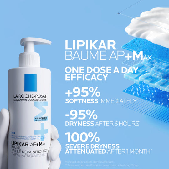 La Roche Posay LIPIKAR Balm AP+Max Triple-action balm with Neurobioma for ultra-dry to atopic eczema-prone skin 400ml