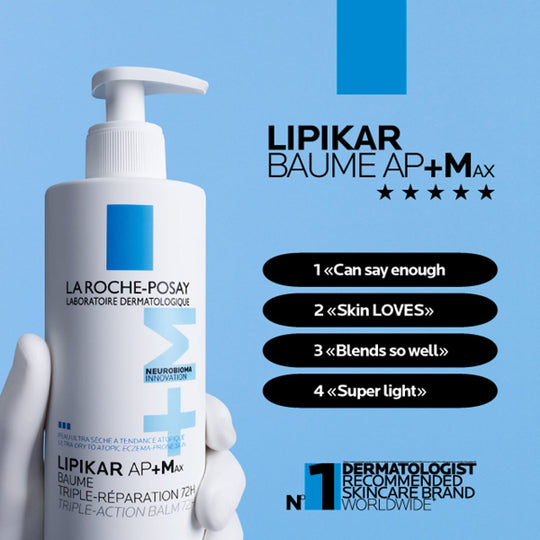 La Roche Posay LIPIKAR Balm AP+Max Triple-action balm with Neurobioma for ultra-dry to atopic eczema-prone skin 400ml