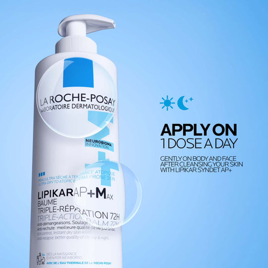 La Roche Posay LIPIKAR Balm AP+Max Triple-action balm with Neurobioma for ultra-dry to atopic eczema-prone skin 400ml