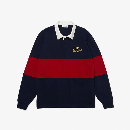 Men's Lacoste Thick Bicolor Cotton Loose Fit Rugby Polo