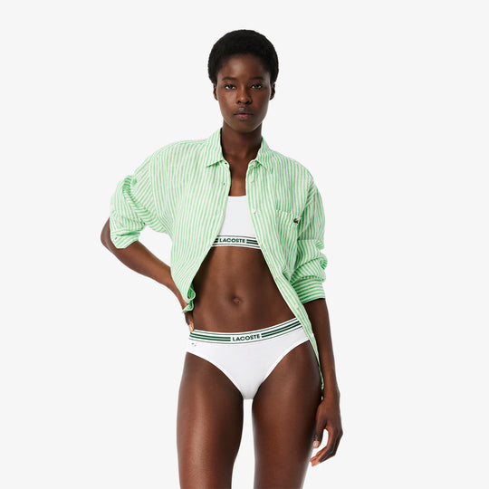 Contrast Waist Stretch Cotton Briefs - 8F8185