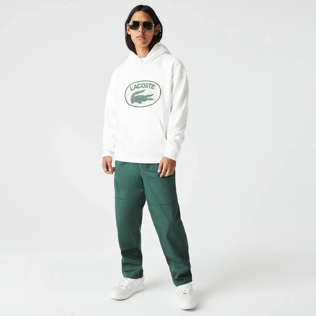 Men's Loose Fit Branded Monogram Hooded Sweatshirt - Sh0067
