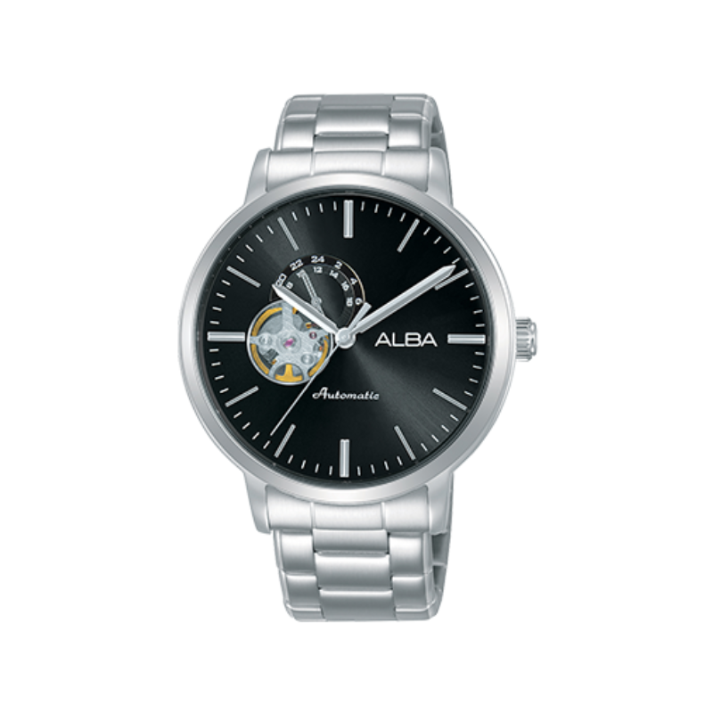 FLAGSHIP AUTOMATIC BLK DIAL SILVER STEEL- A9A001X1