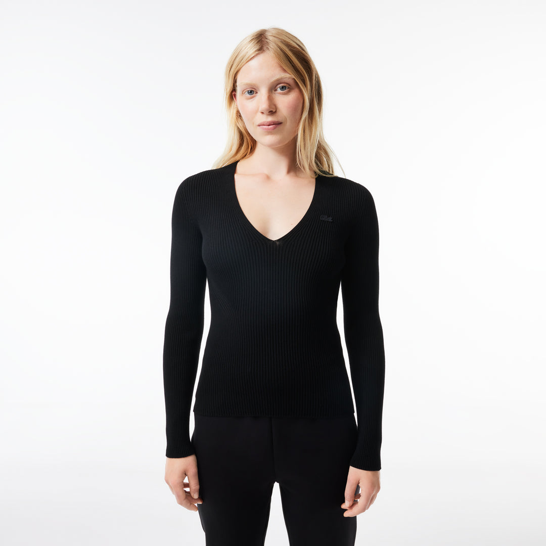 Seamless Ribbed V Neck Sweater - AF0625