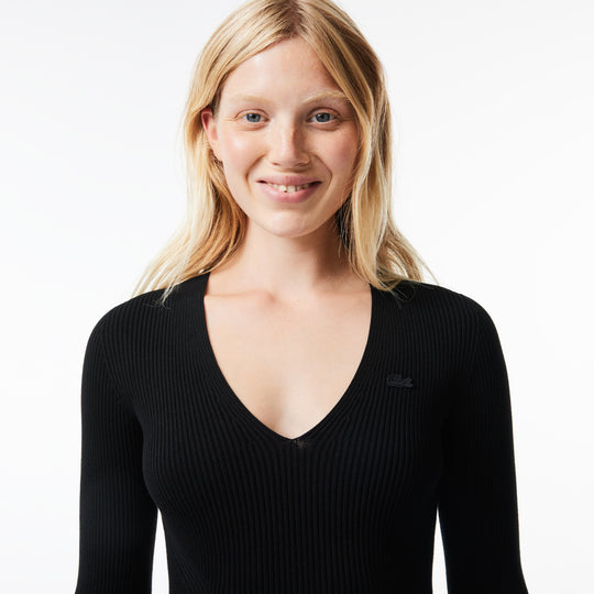 Seamless Ribbed V Neck Sweater - AF0625