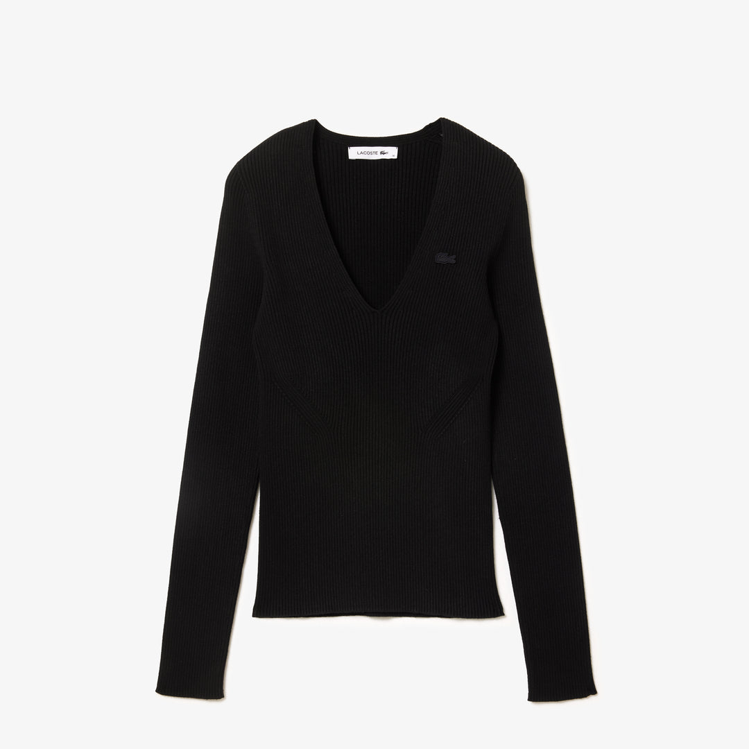 Seamless Ribbed V Neck Sweater - AF0625