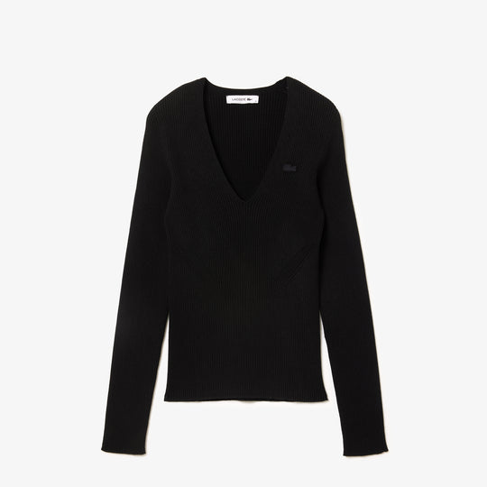 Seamless Ribbed V Neck Sweater - AF0625