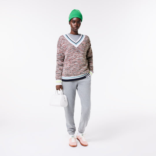 Contrast Stripe V Neck Alpaga Sweater - AF0652