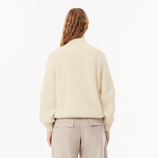 Zip Neck Pearl Rib Wool Sweater - AF2528