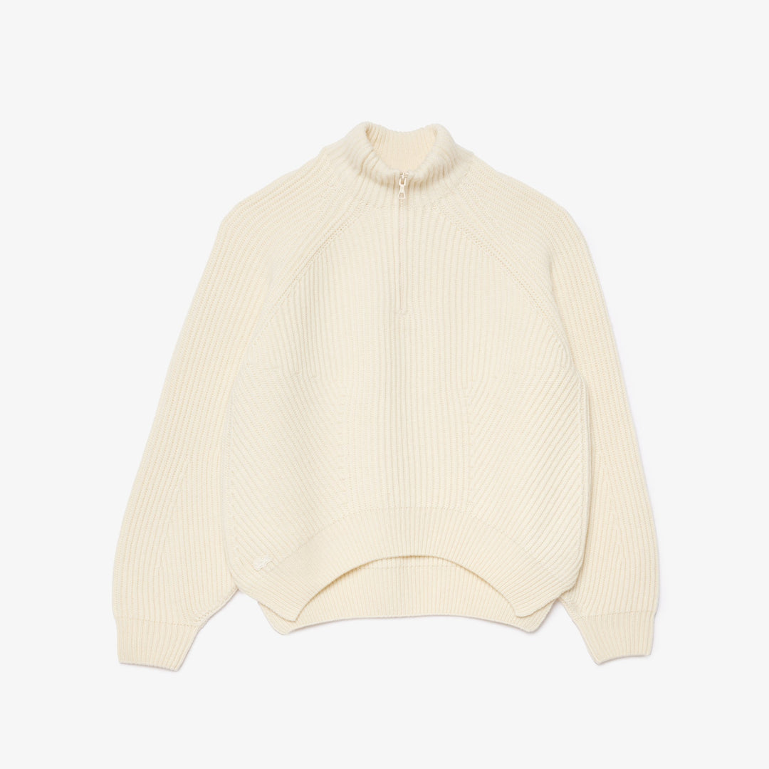 Zip Neck Pearl Rib Wool Sweater - AF2528