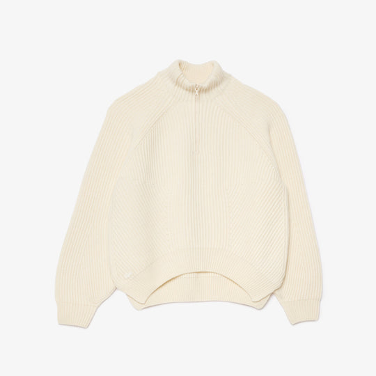 Zip Neck Pearl Rib Wool Sweater - AF2528