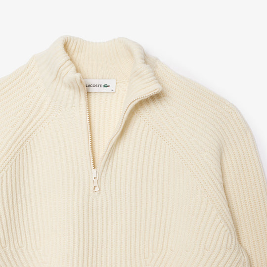 Zip Neck Pearl Rib Wool Sweater - AF2528