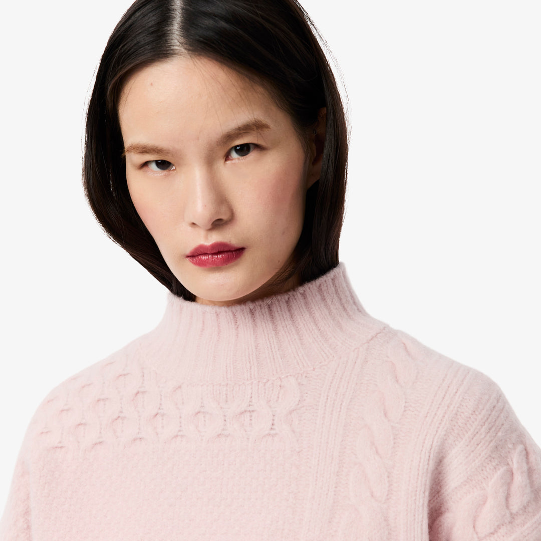 Patchwork Effect High Neck Wool Sweater - AF3974