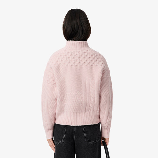 Patchwork Effect High Neck Wool Sweater - AF3974