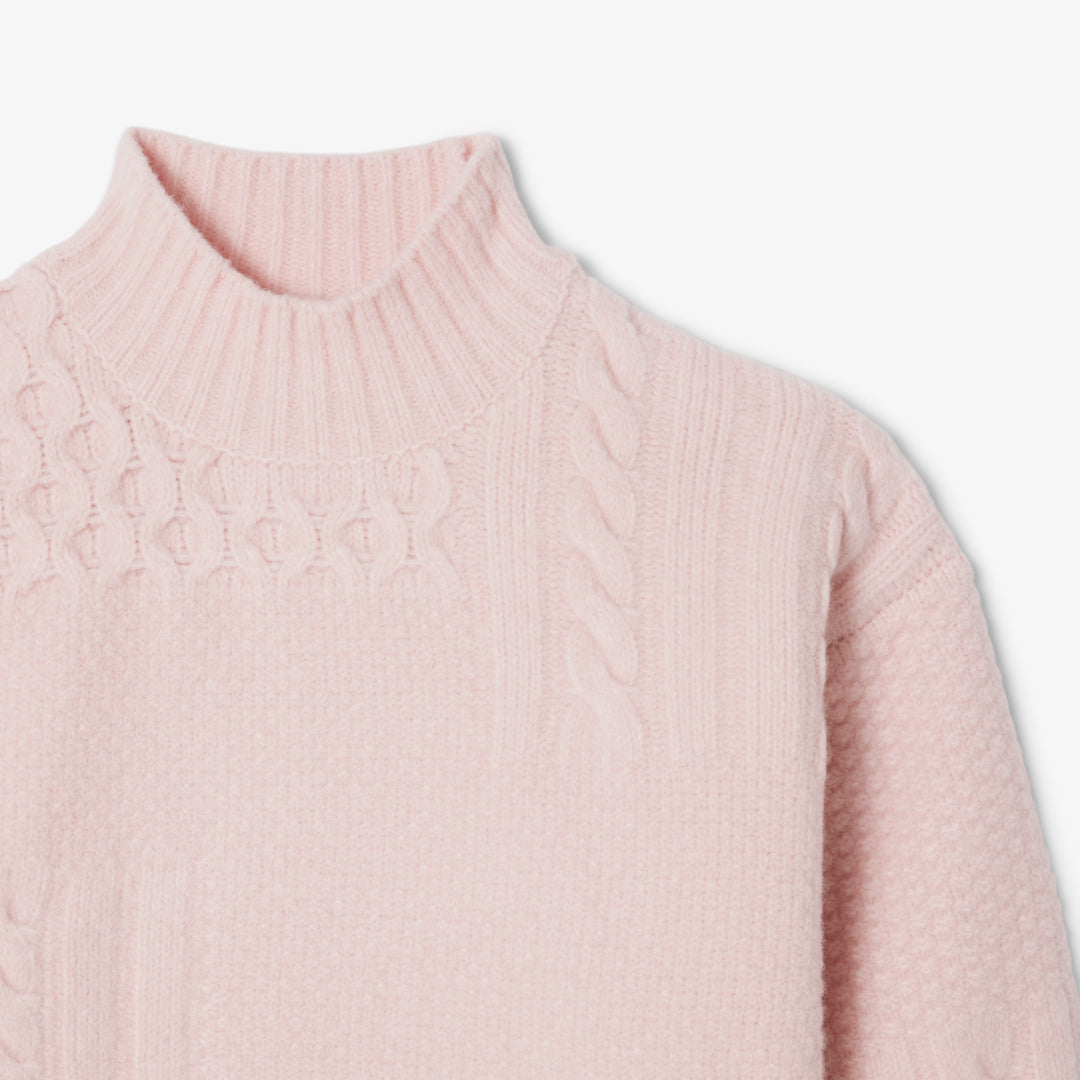Patchwork Effect High Neck Wool Sweater - AF3974