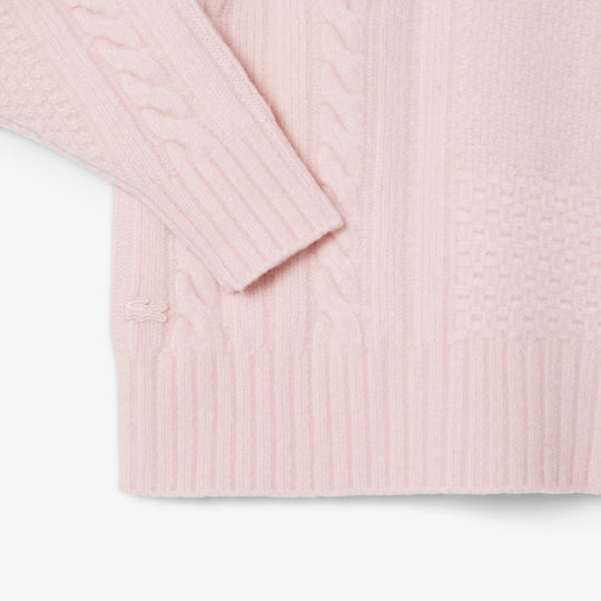 Patchwork Effect High Neck Wool Sweater - AF3974