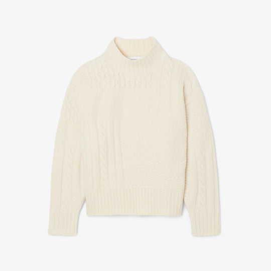 Patchwork Effect High Neck Wool Sweater - AF3974