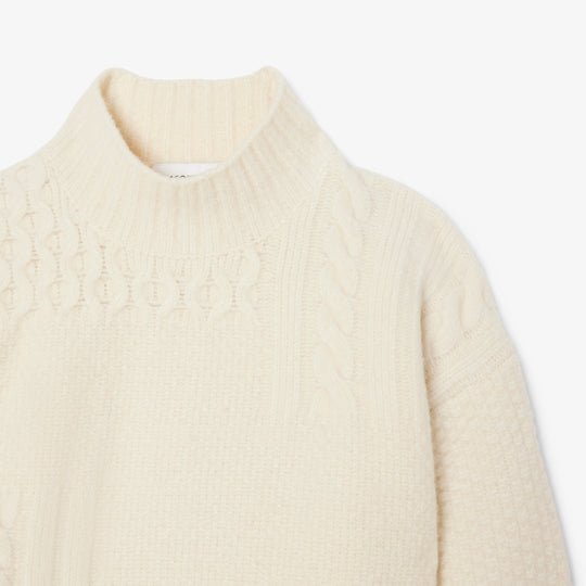 Patchwork Effect High Neck Wool Sweater - AF3974
