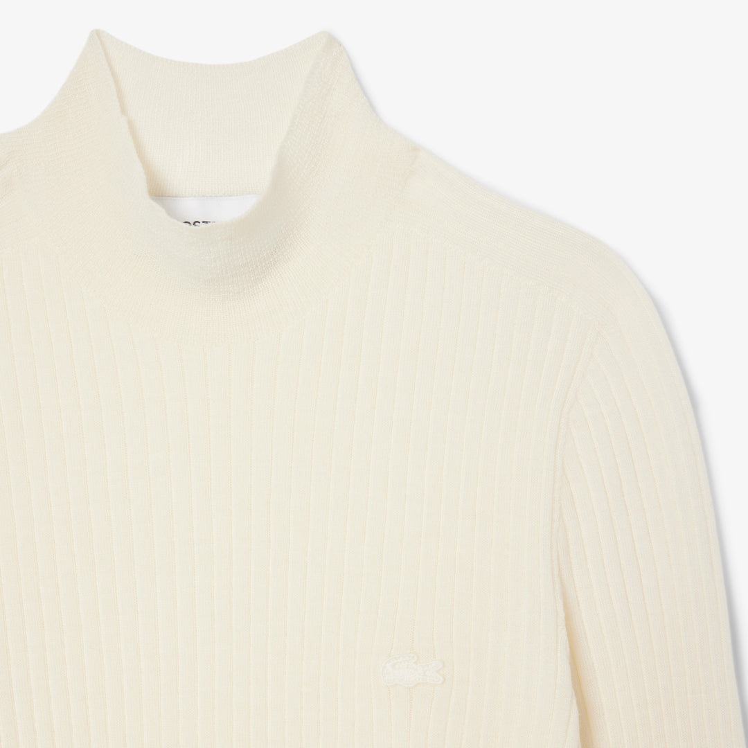 High Neck Ribbed Knit Merino Wool Sweater - AF4189