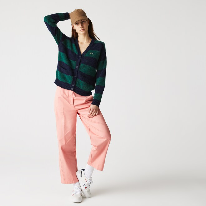 Women’s Striped Wool Blend Buttoned Cardigan