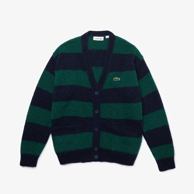 Women’s Striped Wool Blend Buttoned Cardigan