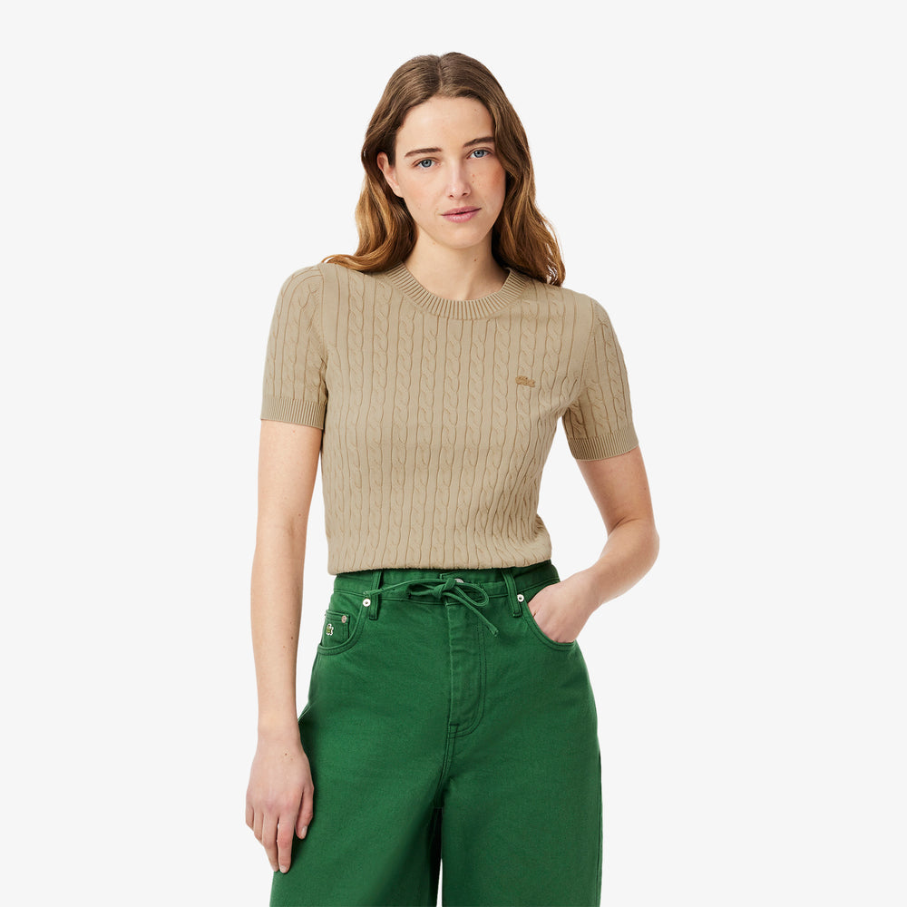 Washed Effect Cable Knit Sweater - AF9277