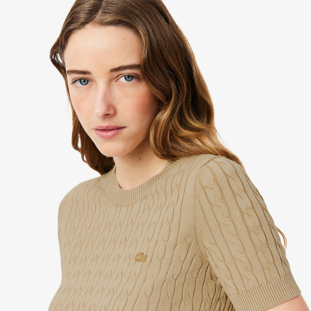 Washed Effect Cable Knit Sweater - AF9277