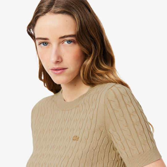 Washed Effect Cable Knit Sweater - AF9277